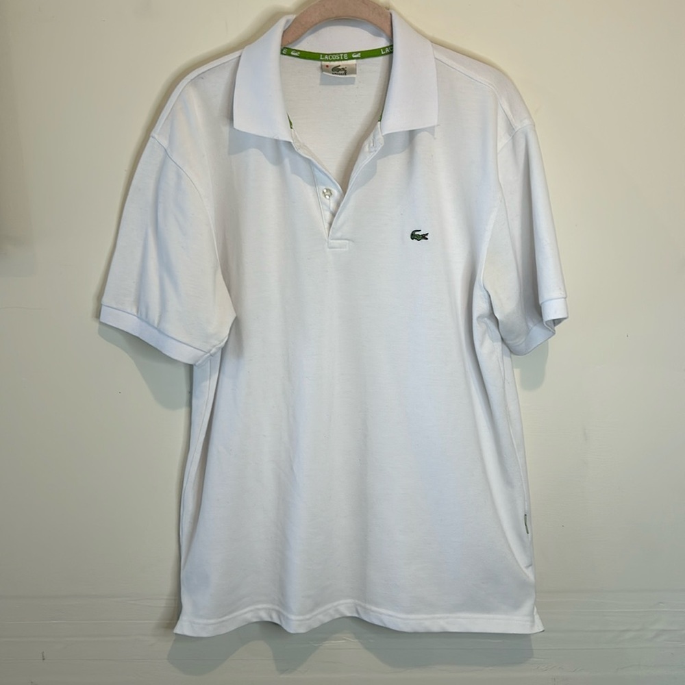Mens Lacoste white short sleeve polo collared tee shirt size 6